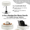 360° Accent Storage Ottoman Swivel Makeup Chair Upholstered Footrest White