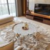 FATIVO Large Round Mirrored Coffee Table Beveled Bling Crushed Diamond End Table