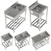 Catering Sink Kitchen Stainless Steel Single/Double Bowl Drainer Unit Prep Table
