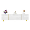 Wooden TV Cabinet Table TV Stand with Storage, 4 doors for Living Room, White
