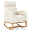 Nursery Rocking Chair Upholstered Chenille Rocker Armchair-Beige