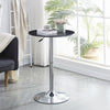 Round Black MDF Silver Base Bar Table & 2x Grey PU Leather Bar Stools Black Base