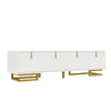 Modern TV Stand Cabinet TV Entertainment Centre Unit mit Gold Metal Legs, White
