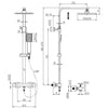 Bathroom Thermostatic Mixer Shower Set Square Black Twin Head Exposed Valve