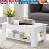 Wooden Coffee Table With Storage Matte Sofa End Table LED Light Living Room