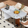 Sleek Marble Dining Table Thicken Pillar Stand Guesthouse Hotel Kitchen Table