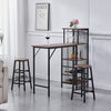 3Pcs Bar Table Stools Set 2 Bar Stools for Breakfast Pub Counter Small Apartment