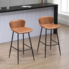 Bar Stools Set of 2, PU Leather Upholstered Kitchen Stools with Back, Footrest