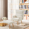 Recliner Armchair w/ Footstool Lambswool Upholstered Accent Chair Living Bedroom