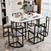 Dining Table and Chairs Set Marble Effect Dining Table Combination Space-Saving