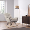 White Velvet Rocking Chairs High Back Recliner Sofa Tub Armchair Wood Legs