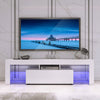130CM Width White Modern TV Stand Matt Cabinet Unit High Gloss Door LED Light