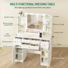 HZUANERI Vanity Dressing Table w/ Mirror, Lights, 4 Drawers, Power Strip – White