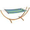 Hammock with Stand, Triple-Head Wood Garden Hammock with Cotton Bed, Blue