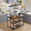 Kitchen Island Counter Top Breakfast Bar Dining Table Along 5 Tiers Storage Rack