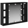 LED Mirror Cabinet - Black Oak - 76x15x55 cm - Made of Engineered Wood