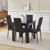 Small Space Dining Set 5Pcs Square Dining Table+ 4 Dining Chair Set Black Wooden