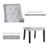 2x Grey Upholstered Velvet Dining Chairs Solid Wood Legs Button Tufted Armchairs
