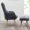 Modern Wing Back Armchair Lounge Chair Single Sofa With Footstool & Waist Pillow