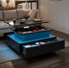 Modern LED Coffee Table With Lift Top & Storage Drawers- Smart Living Room Table