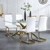 Dining Chairs Set of 4 Faux Leather Cantilever Chairs with Golden Metal Frame