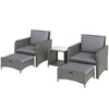 Wicker Patio Conversation Set with 2 Armchairs and 6 Cushions Grey