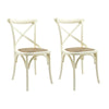 Cream Cross Back Dining Chair Set of 2 Comfortable & Stylish Wooden Home Cafe