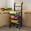 Metal Wire Vegetable Fruit Storage Basket Kitchen Detachable Rack w/ Handle Cart