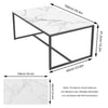 Modern Marble Coffee Table Rectangle Cocktail Table with Black Frame Living Room