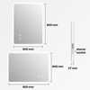 Bluetooth Bathroom Mirror With LED Lights Shaver Socket Demister 800x600mm