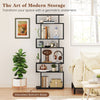6-Tier Black Bookshelf Geometric Bookcase w/ 2 Anti-Tipping Kits