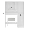 White Dressing VanityTable Makeup Desk LED Mirror Glass Top w/Drawer Divider