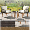 3Pcs Outdoor Patio Chair Table Set Garden Rattan Bistro Set w/Zippered Cushions
