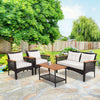 4 Pieces Outdoor Patio Furniture Set PE Rattan Patio Conversation Set w/Cushions