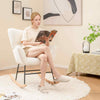 Teddy Fleece Fabric Upholstered Glider Chair with Comfy Backrest-Beige