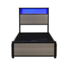 SINGLE BED FRAME WITH LED LIGHTS, 4 DRAWERS, CHARGING STATION METAL PLATFORM BED