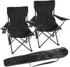 Set of 2 Lightweight Folding Camp Chair - Portable Chairs with Cup Holder, Side