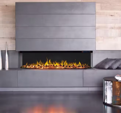 Modern 3 Sided Fireplace 60 inch Electric Fireplace Flame Heater Wall Inset Fire