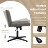 PU Leather Upholstered Armless Cross Legged Office Desk Chair No Wheels(Grey)