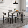 4 Piece Dining Table and Chairs Set Metal Frame Kitchen Table with 4 Seat Grey