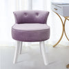 Light Purple Velvet Stool Dressing Table Chair Dining Seat with White Wood Legs