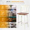 2X Swivel Dining Bar Stool Rubber Wood Counter Height Stools w/Backrest Footrest