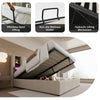 Ottoman Storage Linen Fabric Upholstered Bed Frame 4ft6 Double with Headboard