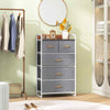 Chest of Drawer with 5 Foldable Drawers Storage Tower-Grey