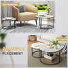 Coffee Table Set of 2 Nesting Accent Tables White Marble Top Stacking Side Desk