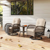 3 Piece Patio Swivel Rocker Set 2 Outdoor Wicker Rocking Chairs Brown