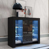Modern 1 Door Sideboard Display Cabinet TV Unit Stand Black with LED Lights