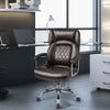 227kg Leather Office Chair Adjustable Big & Tall Executive Chair-Coffee