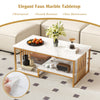 Rectangular 2-Tier Center Table with Open Storage Shelf-White
