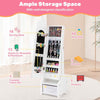 Kids Jewelry Armoire Cabinet Wooden Jewelry Organizer Floor Mirror-White